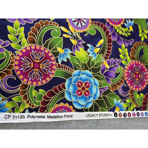 Legacy Studio 1/2 yard Polynesia Medallion Floral Cotton Fabric 44" wide - Picture 2 of 15